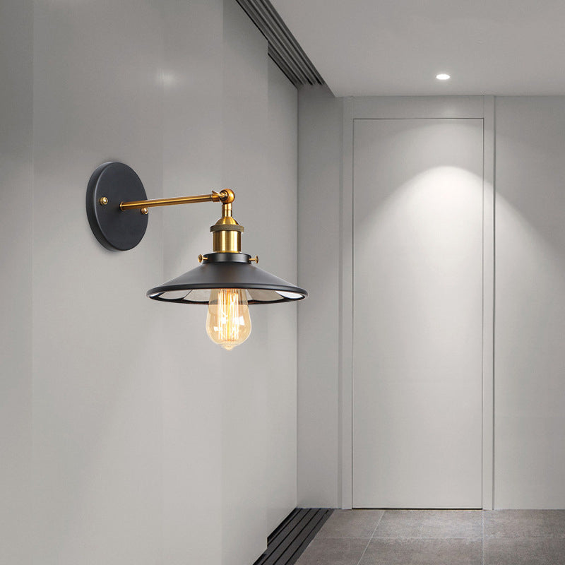 BowLift | Metal straight arm wall lighting fixture factory 1 bulb dining room wall lamp in black and brass