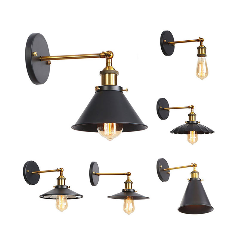 BowLift | Metal straight arm wall lighting fixture factory 1 bulb dining room wall lamp in black and brass