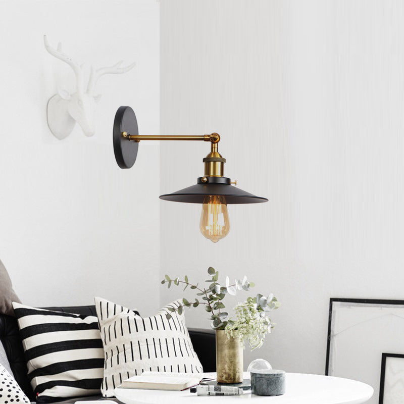 BowLift | Metal straight arm wall lighting fixture factory 1 bulb dining room wall lamp in black and brass