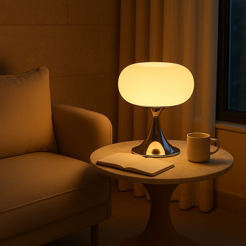BowLift | RetroGlow Table Lamp – Bauhaus Style Glass & Iron Lamp with Warm Light | E27 | 90–260V
