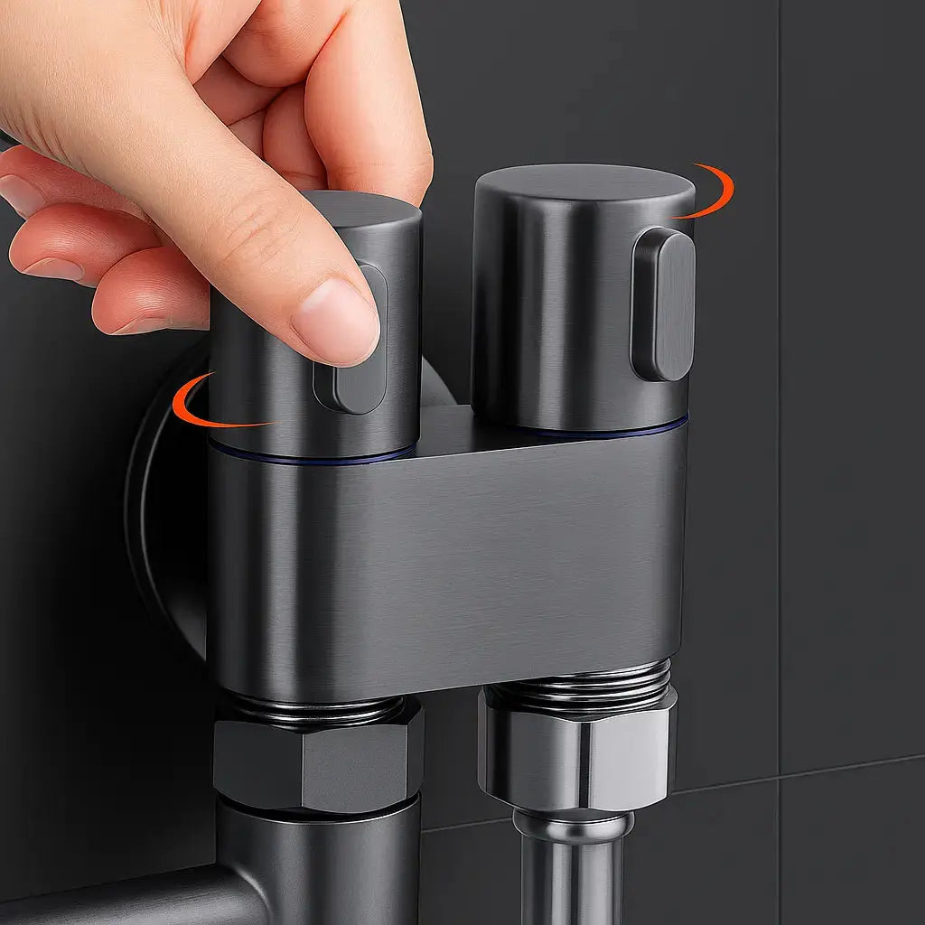 BowLift | Double control valve made of brass – Water supply with matte black finish