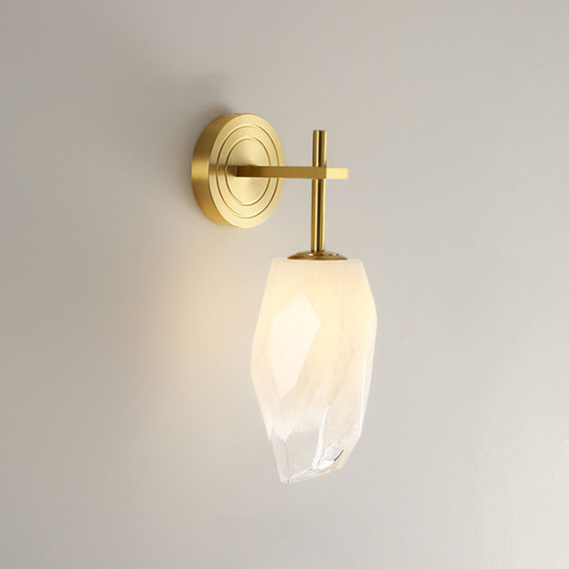 BowLift | LED Bedroom Wall Light Minimalist Gold Wall Lamp Sconce with Geometric Glass Shade
