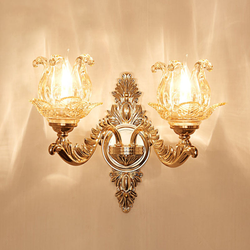 BowLift | Gold Scrolled Arm Wall Light Simple Metal Wall Lamp with Crystal Accent