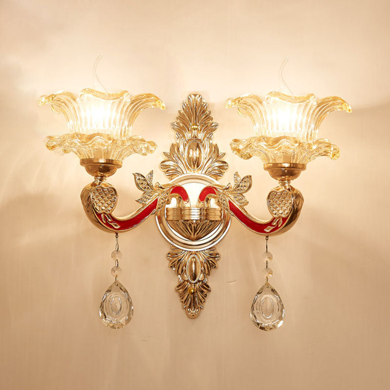 BowLift | Gold Scrolled Arm Wall Light Simple Metal Wall Lamp with Crystal Accent