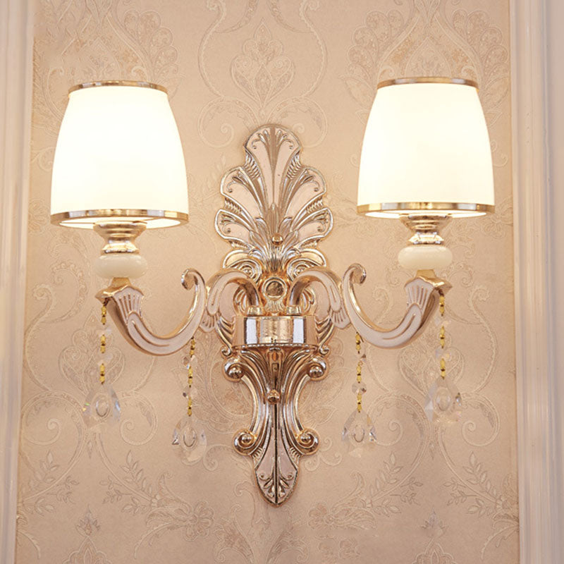 BowLift | Gold Scrolled Arm Wall Light Simple Metal Wall Lamp with Crystal Accent