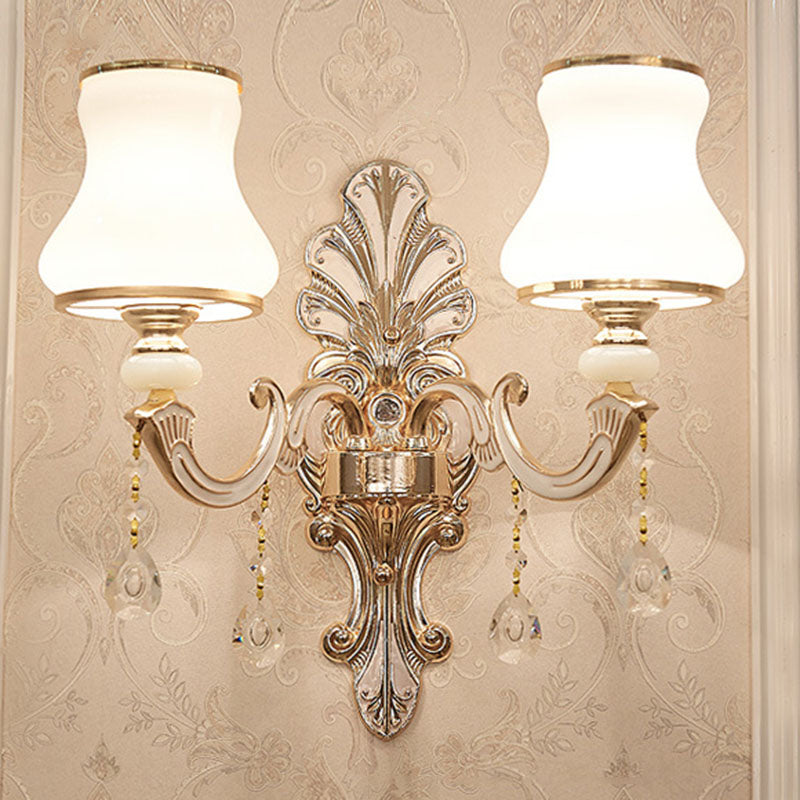 BowLift | Gold Scrolled Arm Wall Light Simple Metal Wall Lamp with Crystal Accent