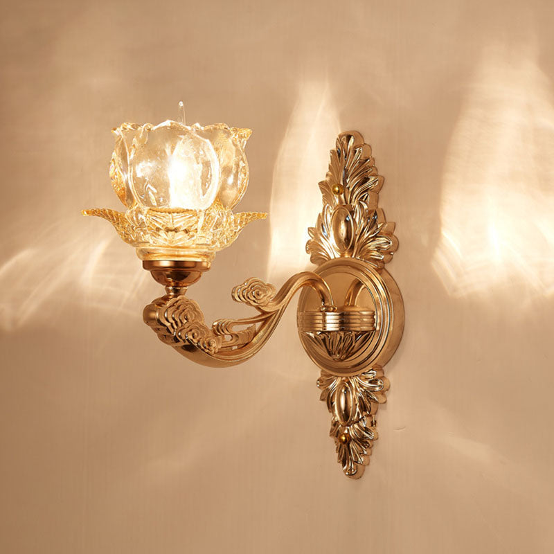 BowLift | Gold Scrolled Arm Wall Light Simple Metal Wall Lamp with Crystal Accent