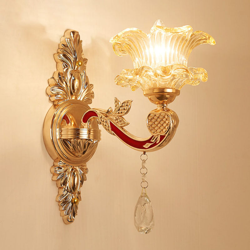 BowLift | Gold Scrolled Arm Wall Light Simple Metal Wall Lamp with Crystal Accent