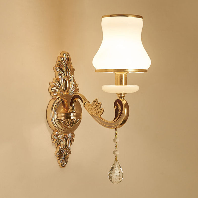 BowLift | Gold Scrolled Arm Wall Light Simple Metal Wall Lamp with Crystal Accent