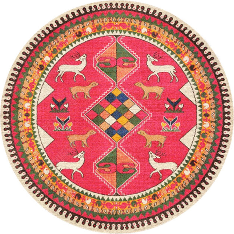 BowLift | Ethnic Multicolor Floral Rug Synthetic Pearls Rug Non-Slip Backing Pet-Friendly Machine Washable Rug for Large Room