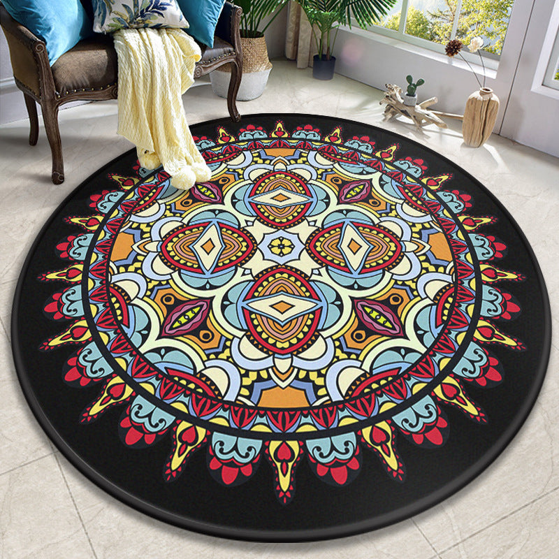 BowLift | Colorful Mandala Carpet Polyester Turkish Indoor Carpet Non-Slip Back Machine Washable Pet-Friendly Rug for Seating Area