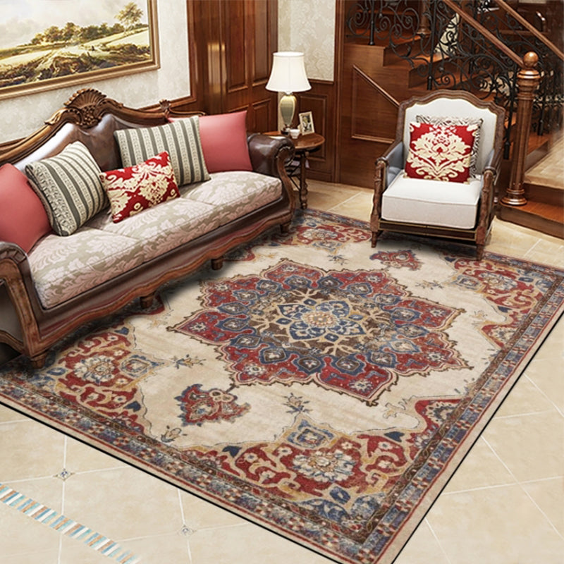 BowLift | Retro Multicolor Moroccan Carpet Synthetic Floral Pattern Rug Non-Slip Washable Pet-Friendly Rug for Living Room