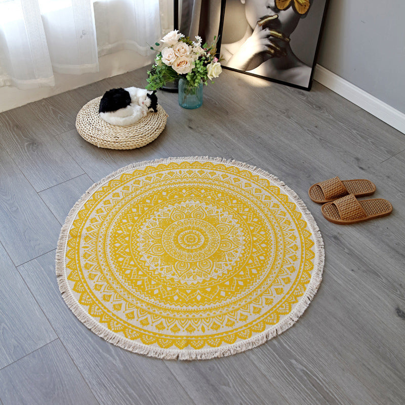 BowLift | Boho-Chic Bedroom Rug Multicolored Mandala Rug Made of Cotton Washable Area Rug