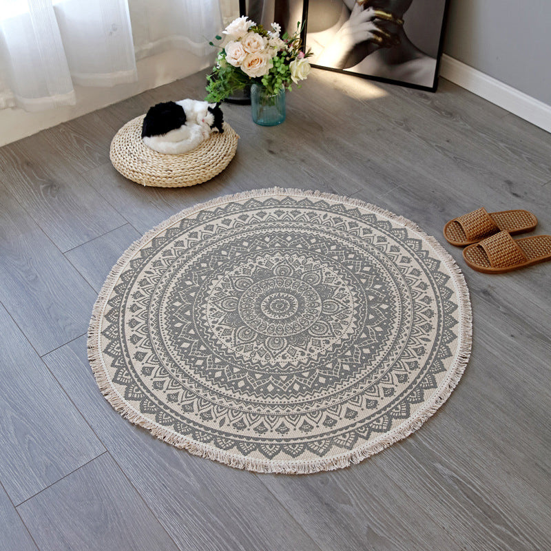 BowLift | Boho-Chic Bedroom Rug Multicolored Mandala Rug Made of Cotton Washable Area Rug