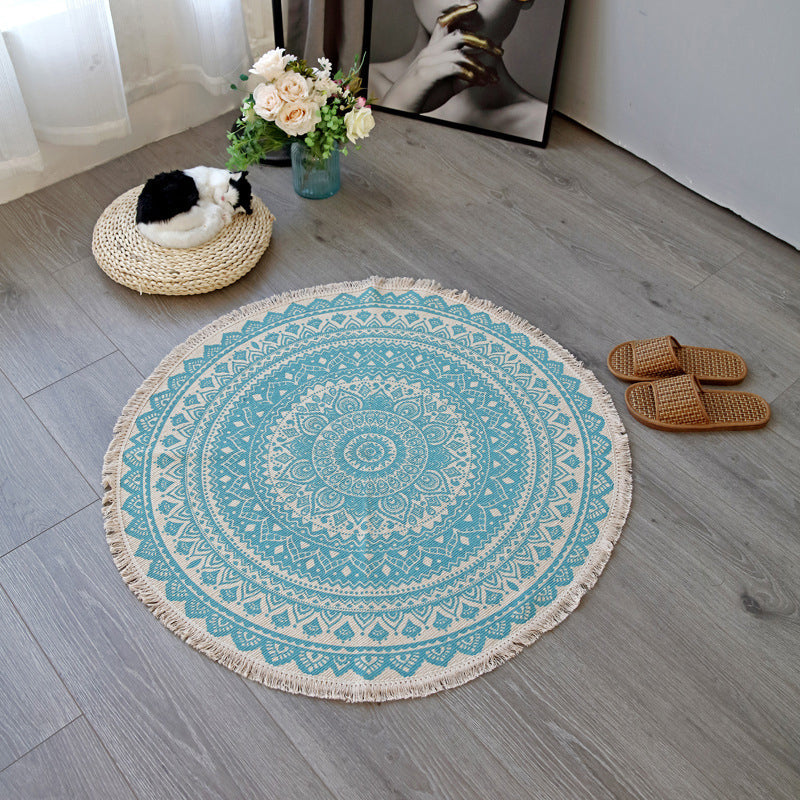 BowLift | Boho-Chic Bedroom Rug Multicolored Mandala Rug Made of Cotton Washable Area Rug