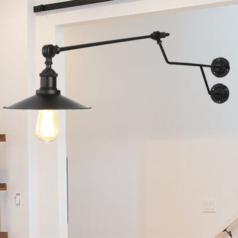 BowLift | Metal Black/Red/White Wall Lamp Cone Shade 1-Light Industrial Wall Lighting for Living Room