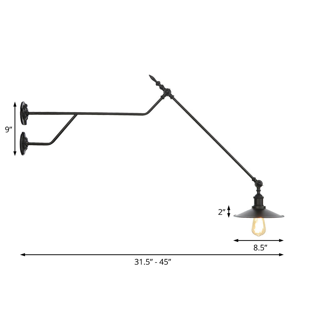 BowLift | Metal Black/Red/White Wall Lamp Cone Shade 1-Light Industrial Wall Lighting for Living Room