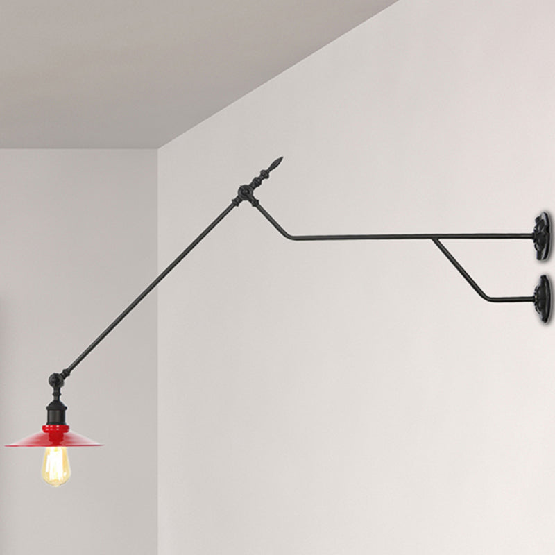 BowLift | Metal Black/Red/White Wall Lamp Cone Shade 1-Light Industrial Wall Lighting for Living Room