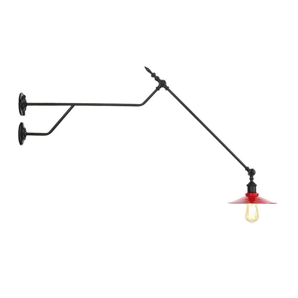 BowLift | Metal Black/Red/White Wall Lamp Cone Shade 1-Light Industrial Wall Lighting for Living Room