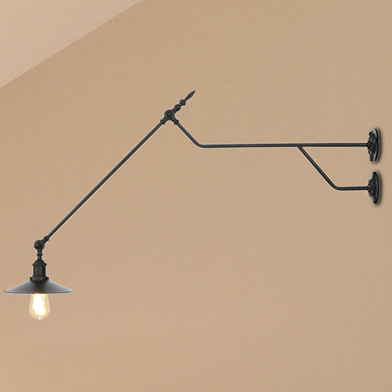 BowLift | Metal Black/Red/White Wall Lamp Cone Shade 1-Light Industrial Wall Lighting for Living Room