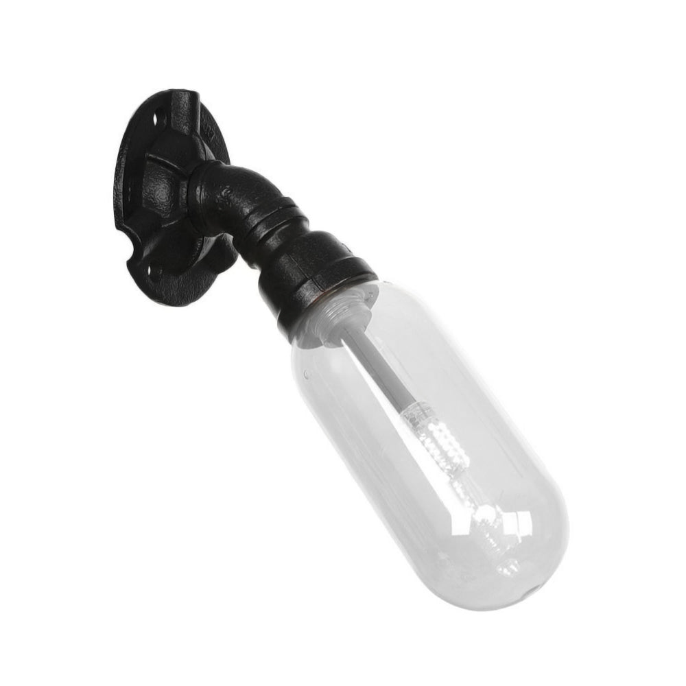 BowLift | Simple clear glass wall-mounted tube light industrial black oval living room wall lamp