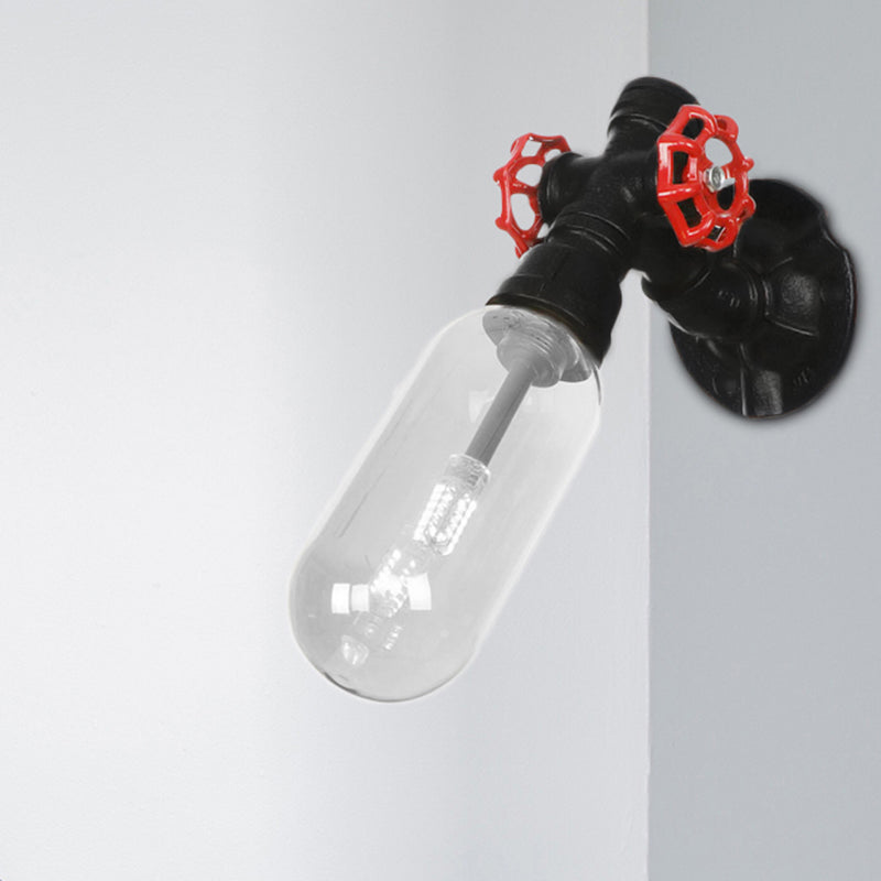 BowLift | Simple clear glass wall-mounted tube light industrial black oval living room wall lamp