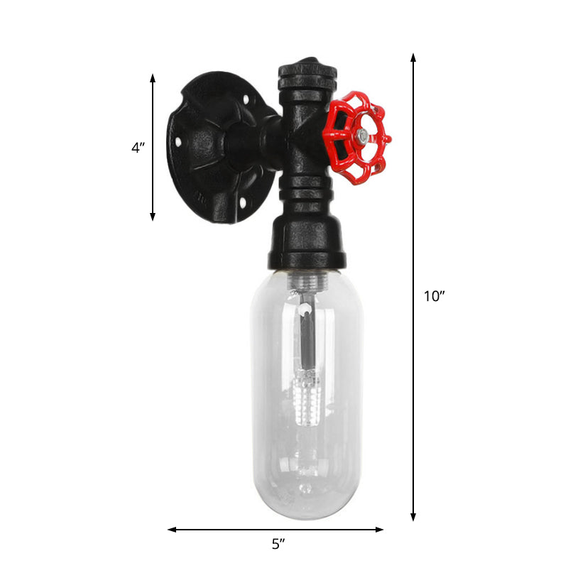 BowLift | Simple clear glass wall-mounted tube light industrial black oval living room wall lamp