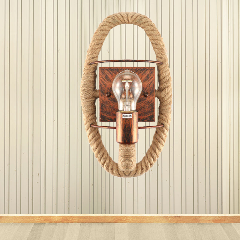 BowLift | Beige A light wall lamp light industrial rope round/oval shade wall lighting fixture for dining room