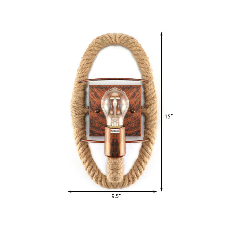 BowLift | Beige A light wall lamp light industrial rope round/oval shade wall lighting fixture for dining room