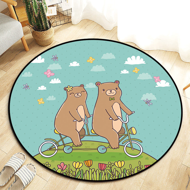 BowLift | Kawaii Princess Rug Multicolor Fairy Tale Rug Pet Friendly Stain Resistant Non-Slip Back Rug for Children's Room