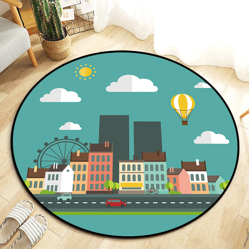 BowLift | Kawaii Princess Rug Multicolor Fairy Tale Rug Pet Friendly Stain Resistant Non-Slip Back Rug for Children's Room