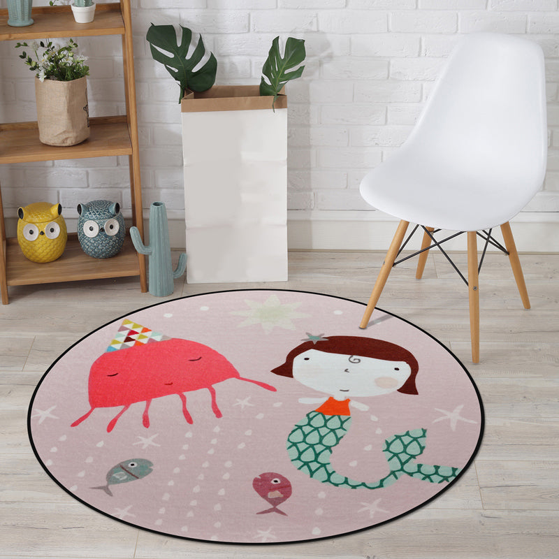 BowLift | Cartoon Animal Drawing Print Rug Multicolor Polypropylene Rug Machine washable Non-slip backing Stain-resistant rug for children's room