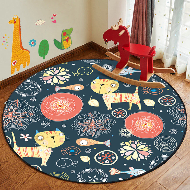 BowLift | Kids Style Children's Room Mat Multicolor Cartoon Rug Synthetic Pet Friendly Non-Slip Backing Machine Washable Rug