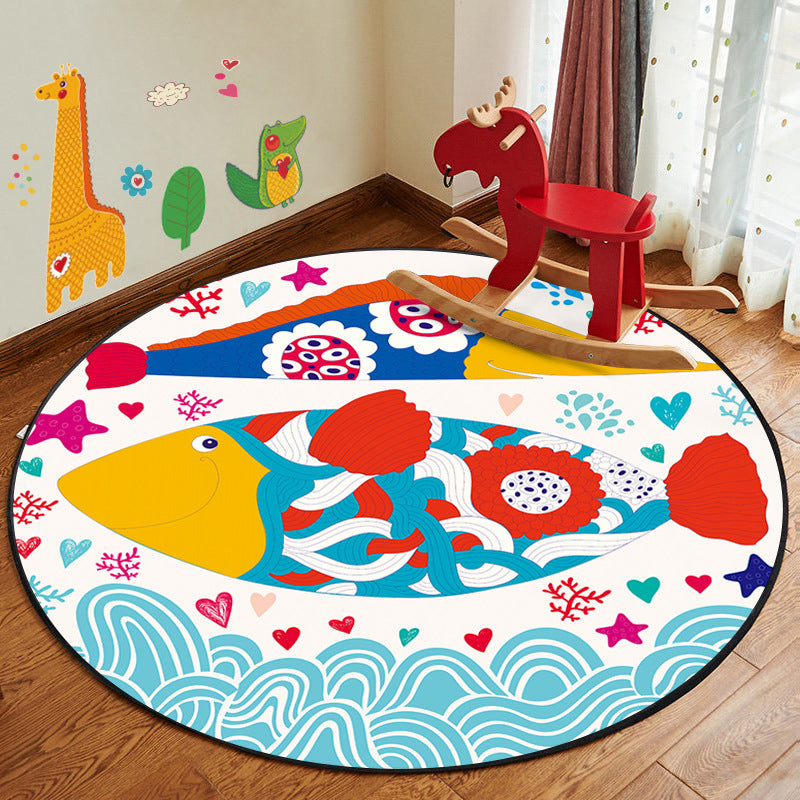 BowLift | Kids Style Children's Room Mat Multicolor Cartoon Rug Synthetic Pet Friendly Non-Slip Backing Machine Washable Rug
