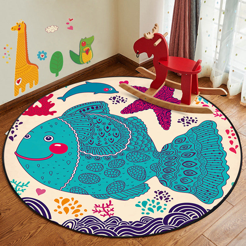 BowLift | Kids Style Children's Room Mat Multicolor Cartoon Rug Synthetic Pet Friendly Non-Slip Backing Machine Washable Rug