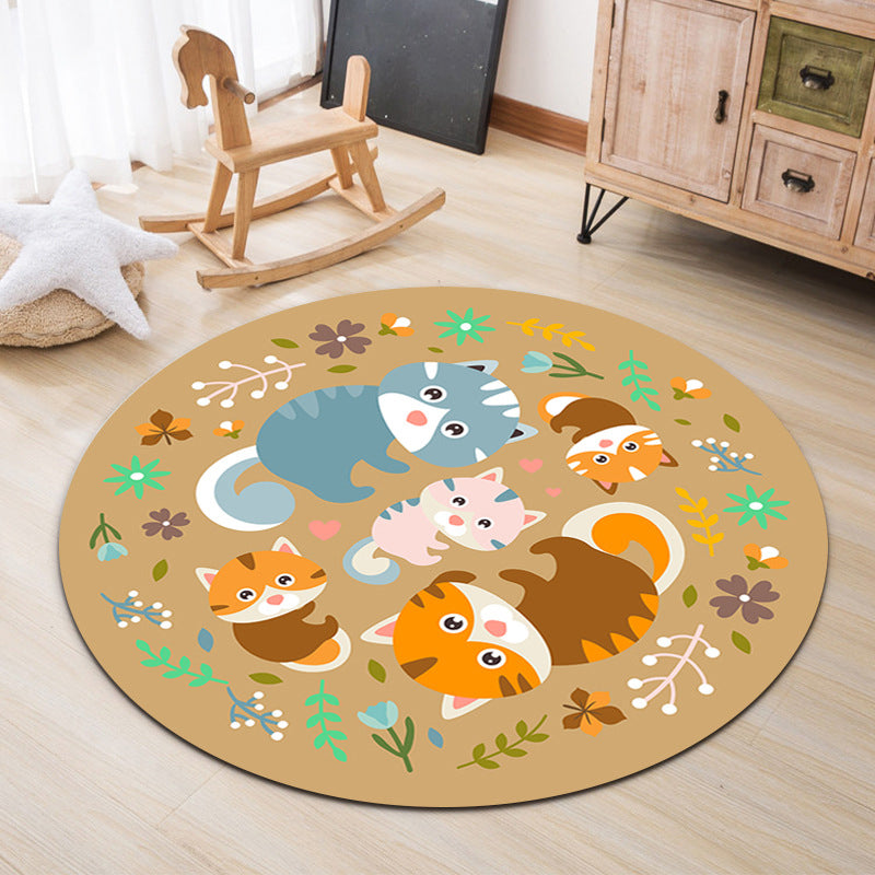 BowLift | Lovable Animal Area Rug Multicolored Cartoon Rug Polypropylene Machine Washable Stain Resistant Non-Slip Rug for Kindergarten