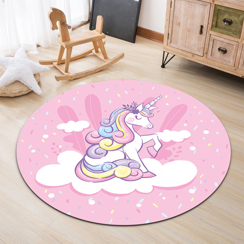 BowLift | Lovable Animal Area Rug Multicolored Cartoon Rug Polypropylene Machine Washable Stain Resistant Non-Slip Rug for Kindergarten