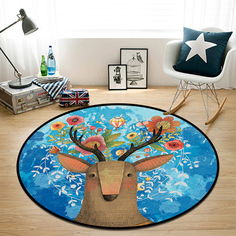BowLift | Beautiful Multi Color Cartoon Rug Synthetic Scandinavian Rug Non-Slip Machine Washable Stain Resistant Carpet for Children’s Room