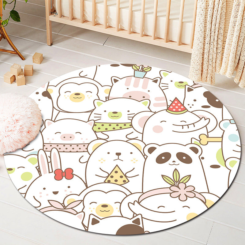 BowLift | Kids Style Baby Room Rug Multicolor Comics Animal Area Rug Synthetic Stain Resistant Washable Non-Slip Rug