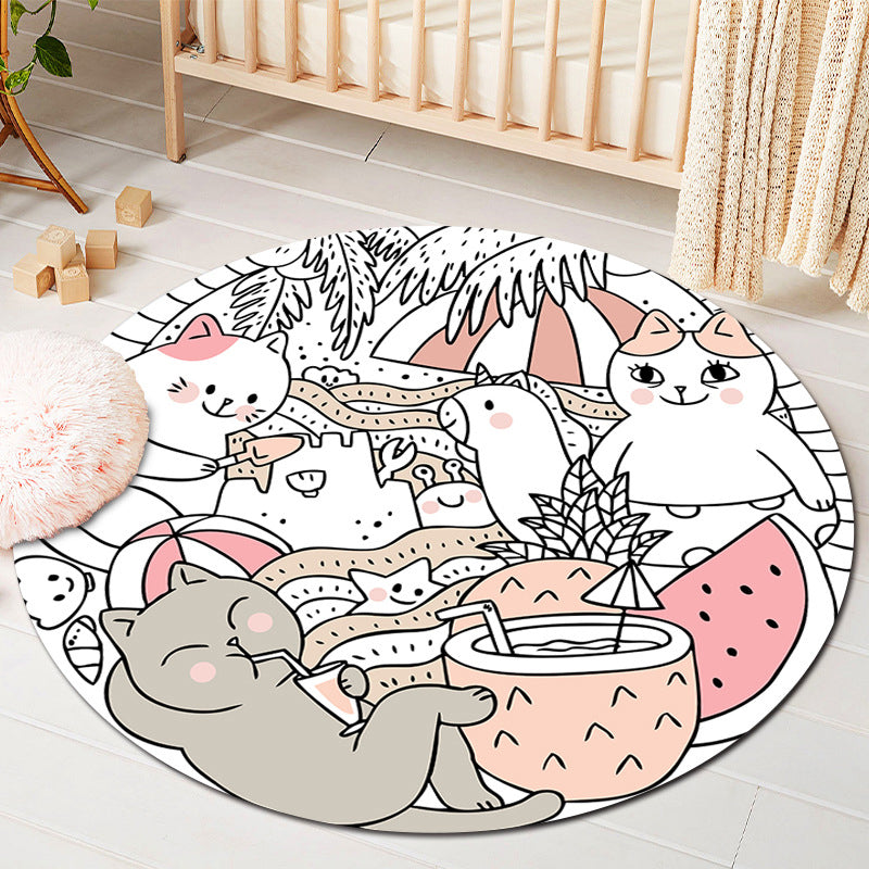 BowLift | Kids Style Baby Room Rug Multicolor Comics Animal Area Rug Synthetic Stain Resistant Washable Non-Slip Rug