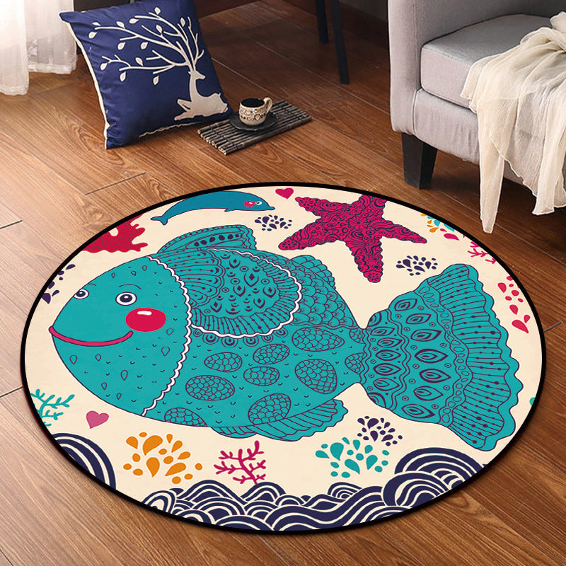 BowLift | Cartoon Kids Room Rug Multicolored Polypropylene Rug Pet Friendly Non-Slip Washable Rug