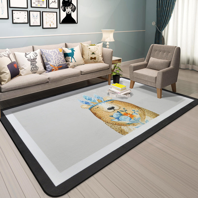 BowLift | Cartoon Animal Gentleman Rug Multicolor Polypropylene Rug Washable Pet Friendly Non-Slip Underlay Rug for Living Room