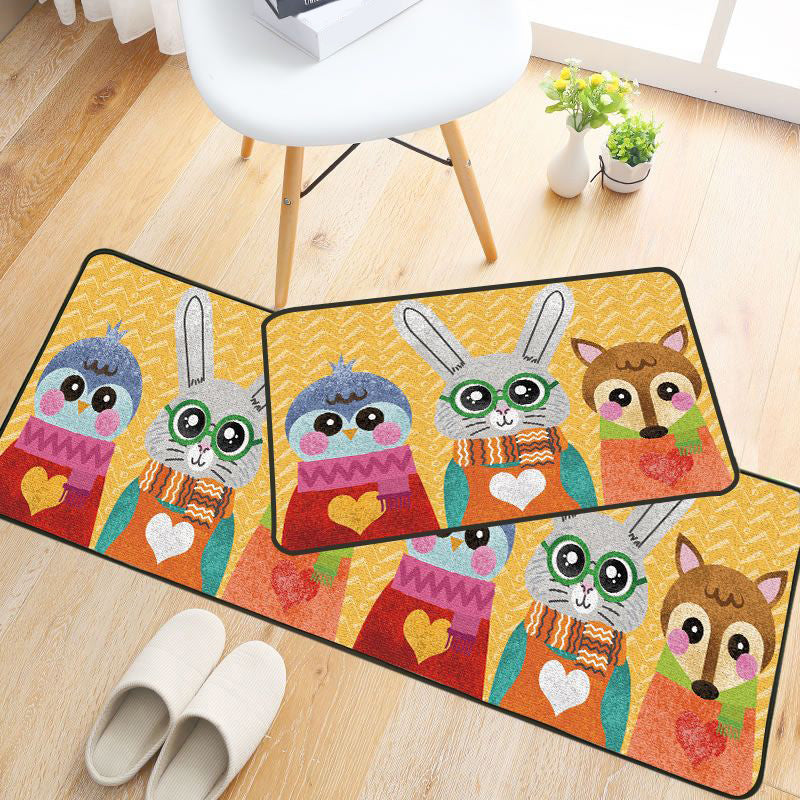 BowLift | Childlike Animal Pattern Carpet Multicolored Cartoon Carpet Synthetic Non-Slip Machine Washable Stain Resistant Carpet for the Children's Room