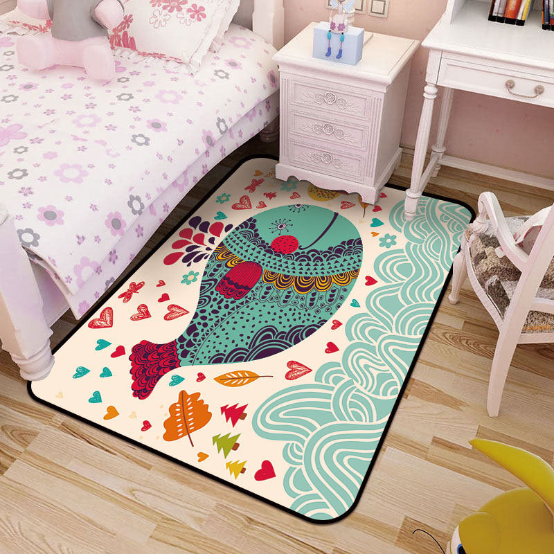 BowLift | Kids Art Drawing Print Rug Multi-Color Synthetic Rug Non-Slip Pet-Friendly Machine Washable Carpet for Kids Room