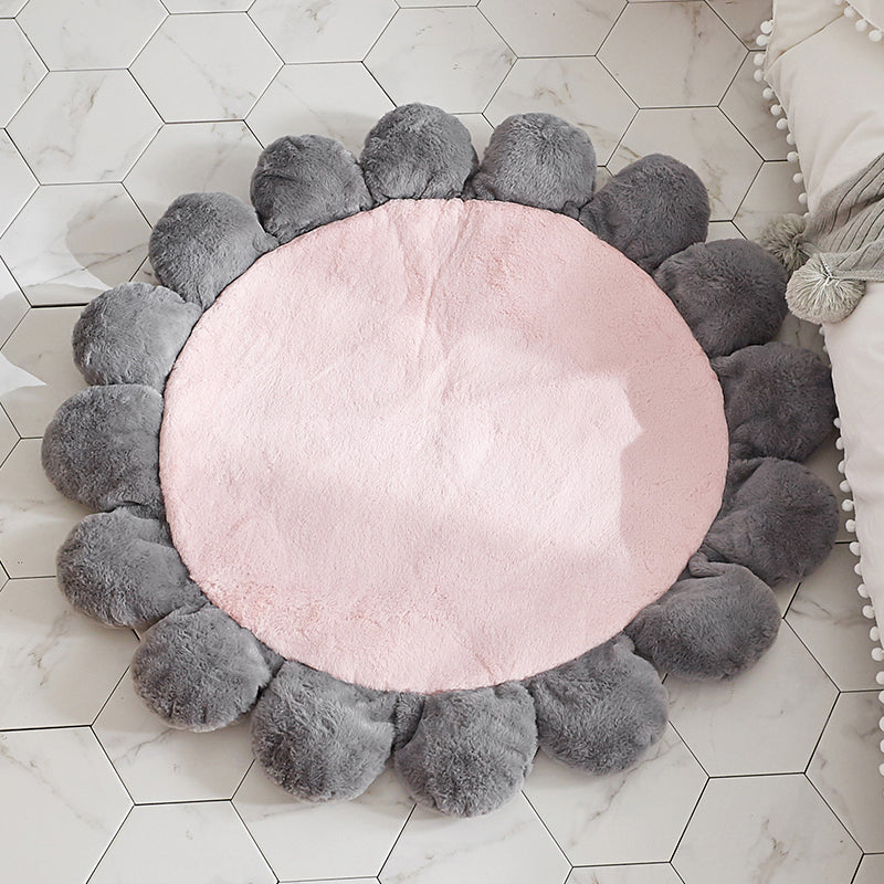 BowLift | Sunflower Shaped Solid Carpet Multicolored Kids Carpet Polypropylene Pet Friendly Non-Slip Back Stain Resistant Carpet for Baby Girl Room
