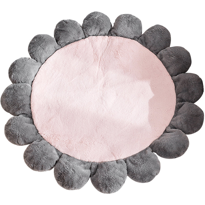 BowLift | Sunflower Shaped Solid Carpet Multicolored Kids Carpet Polypropylene Pet Friendly Non-Slip Back Stain Resistant Carpet for Baby Girl Room