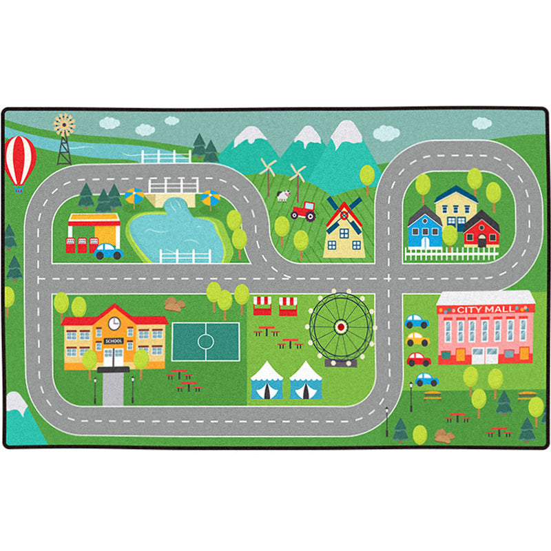 BowLift | Leather and Play Children Indoor Rug Multi Color City Traffic Carpet Washable Pet Friendly Non-Slip Underlay Rug for Boys Room