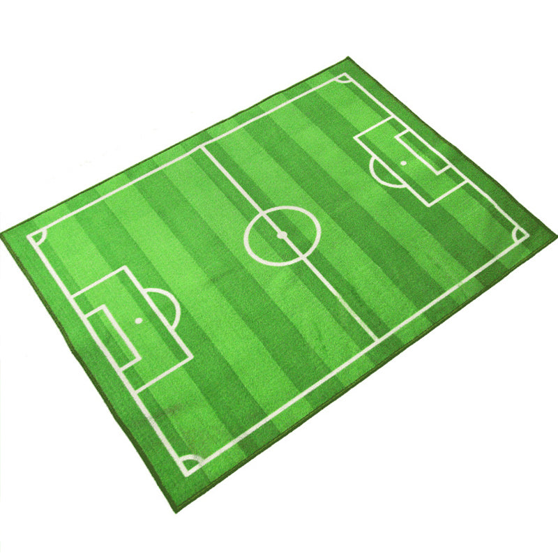 BowLift | Green Football Field Pattern Carpet Polyester Kids Carpet Stain Resistant Non-Slip Pet Friendly Carpet for Boys Room