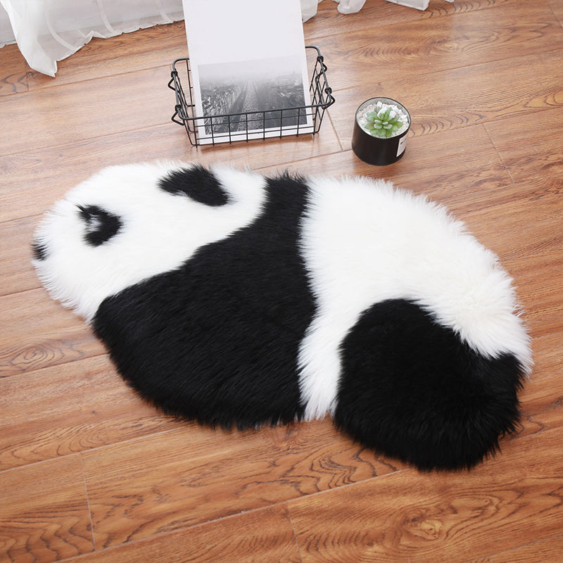 BowLift | Cute Panda Print Rug Black and White Kids Rug Polyester Stain Resistant Machine Washable Non-Slip Backing Carpet for Bedroom
