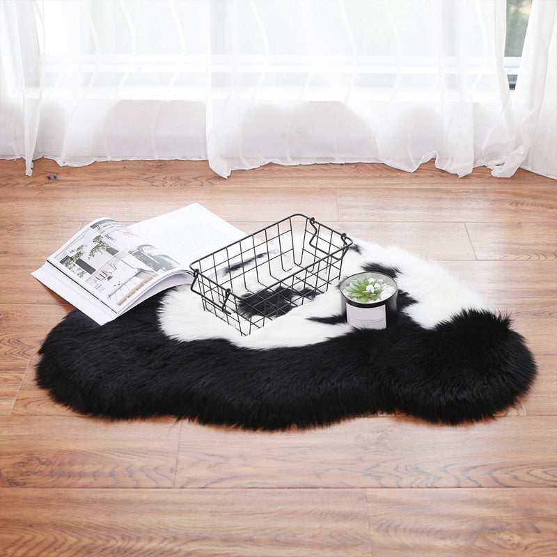 BowLift | Fluffy Kids Rug Black and White Panda Pet Friendly Washable Non-Slip Back Rug for Kids Room